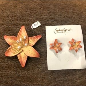 New Sylvan Spirit Sculpted Clay Brooch & Earrings